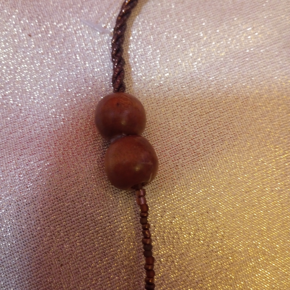 SKU 506J Handmade Pendant 26" Necklace with Wood Beads - Picture 7 of 7